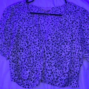 black and white flower blouse
